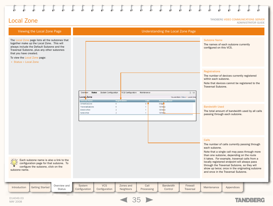 Local zone | TANDBERG Security Camera User Manual | Page 35 / 247