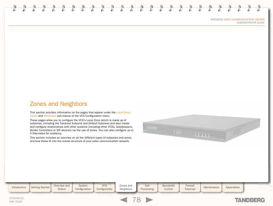 Zones and neighbors, Zones and, Neighbors | Installation | TANDBERG Security Camera User Manual | Page 78 / 247