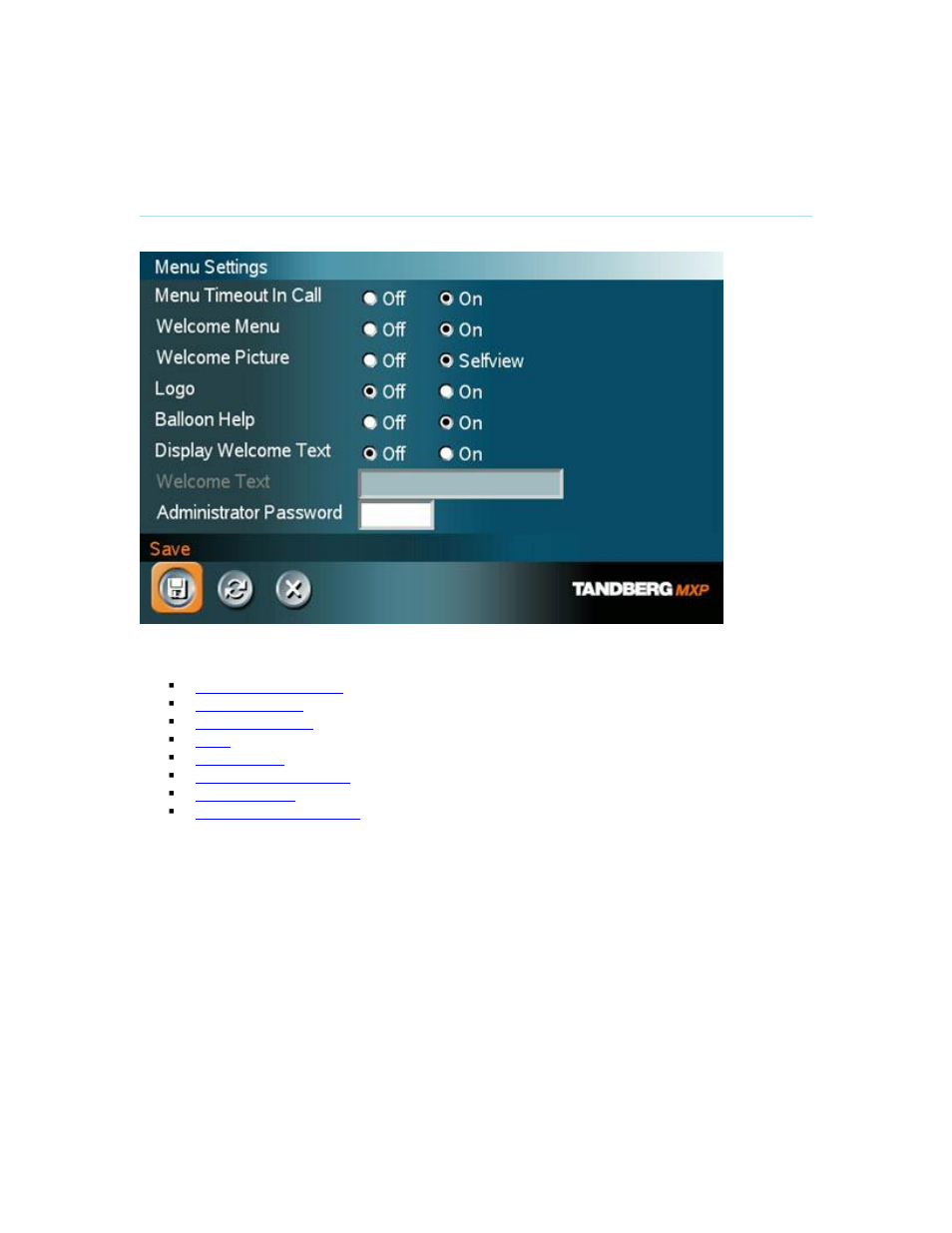 Menu settings, 2 menu settings | TANDBERG T2000 MXP User Manual | Page 128 / 261