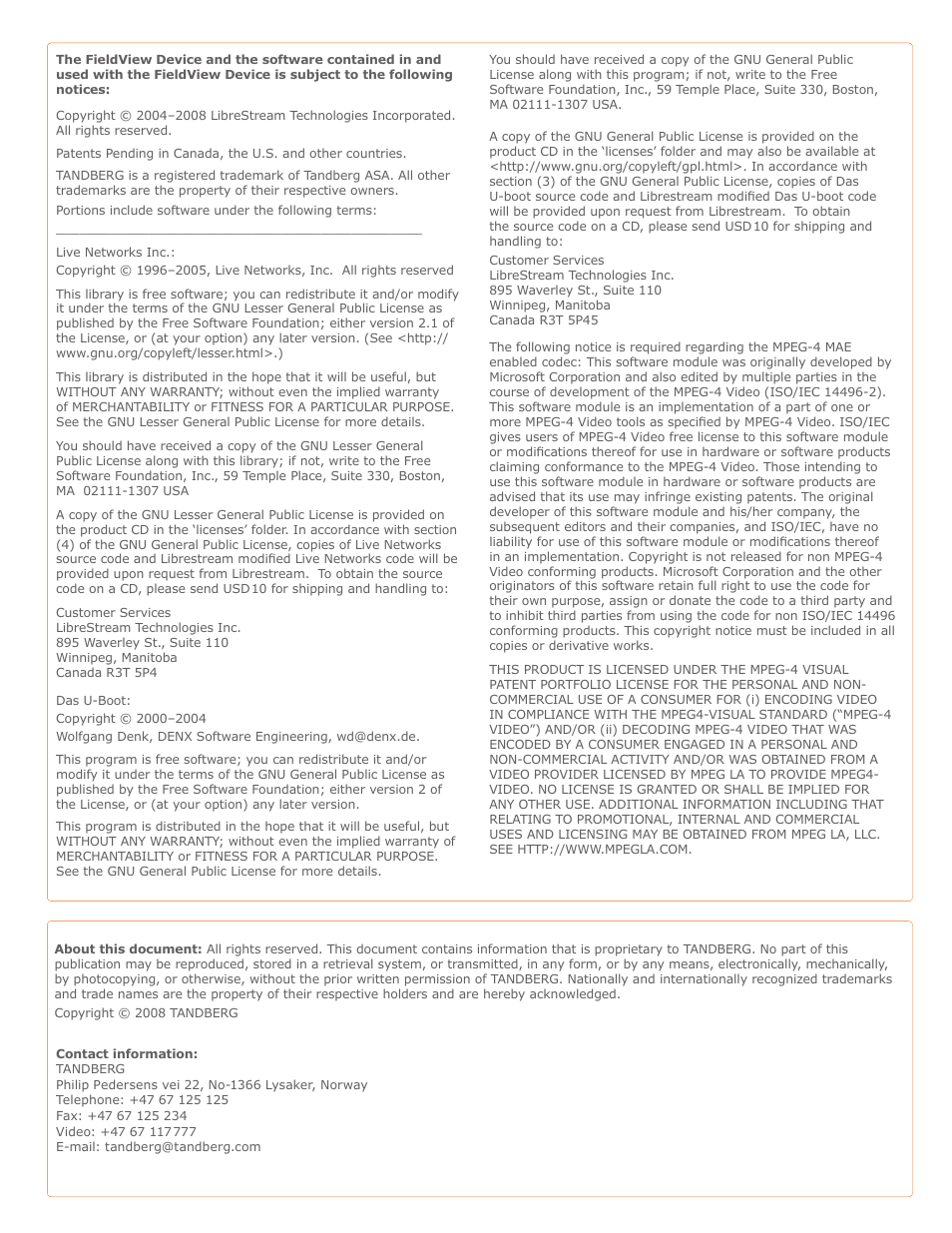 TANDBERG D14041.02 User Manual | Page 2 / 33