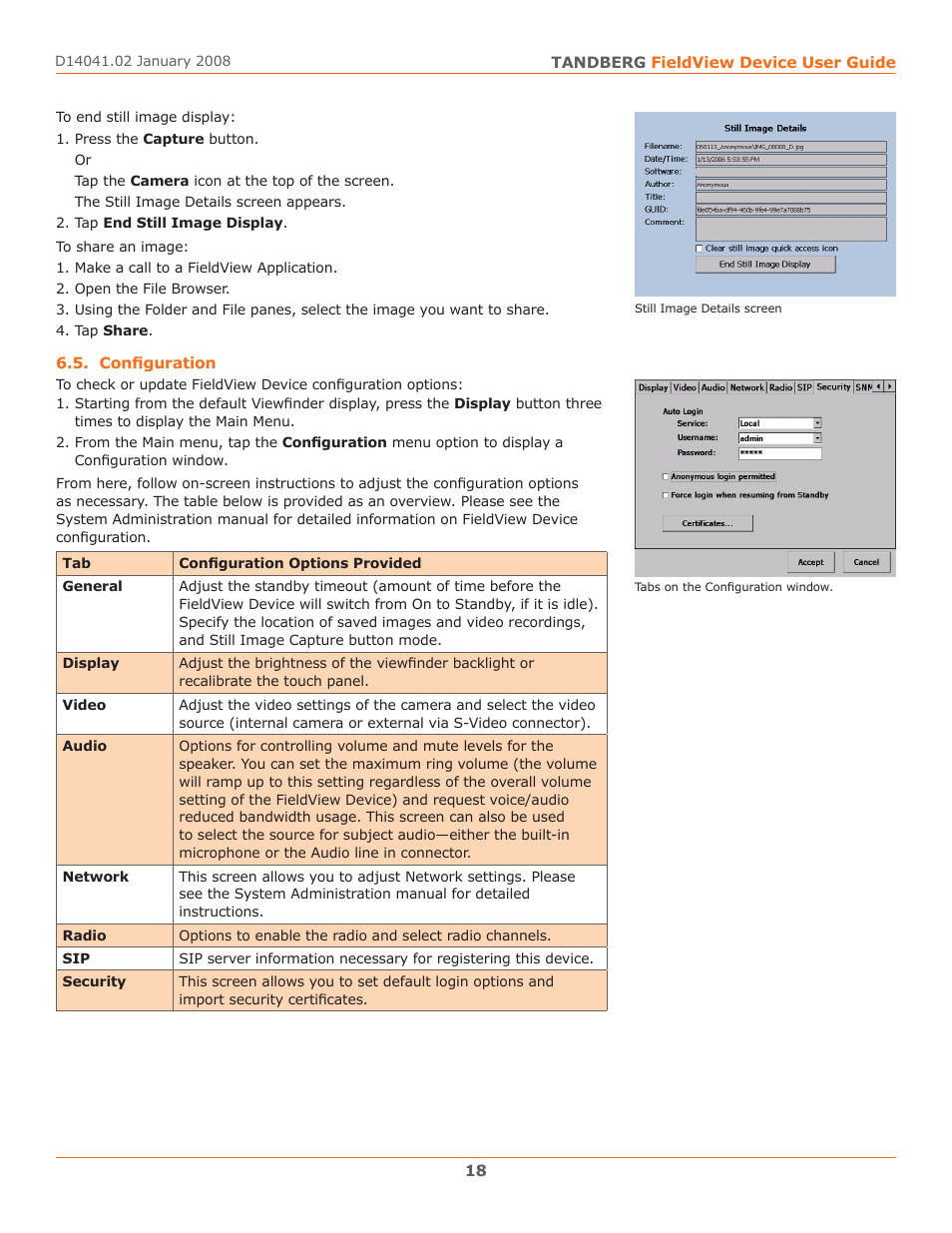 Configuration | TANDBERG D14041.02 User Manual | Page 22 / 33