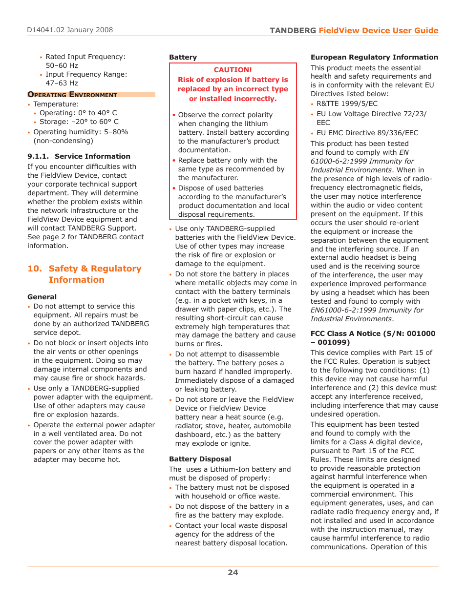 Safety & regulatory information | TANDBERG D14041.02 User Manual | Page 28 / 33