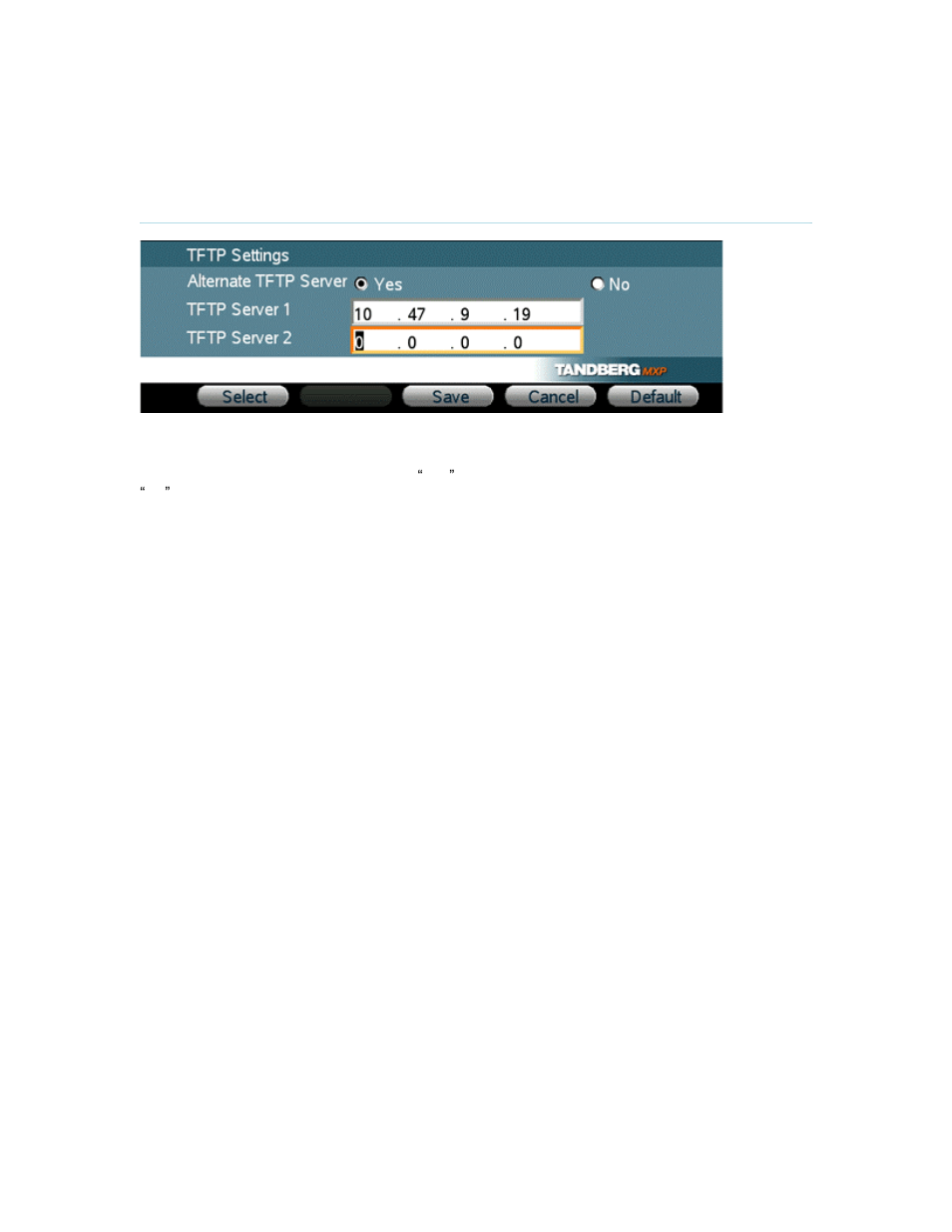 Tftp settings, 3 tftp settings | TANDBERG MXP 550 User Manual | Page 60 / 79