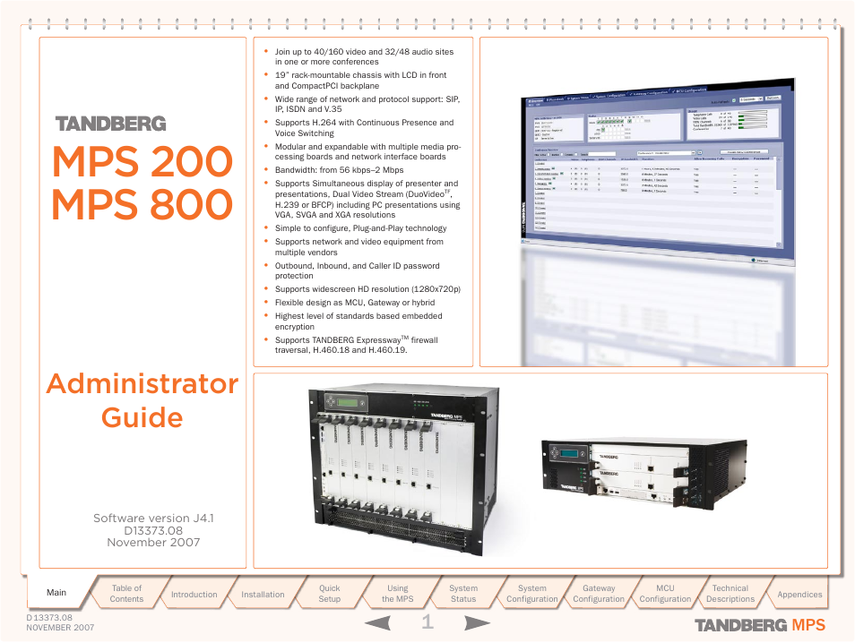 TANDBERG Media Processing System MPS 200 User Manual | 179 pages