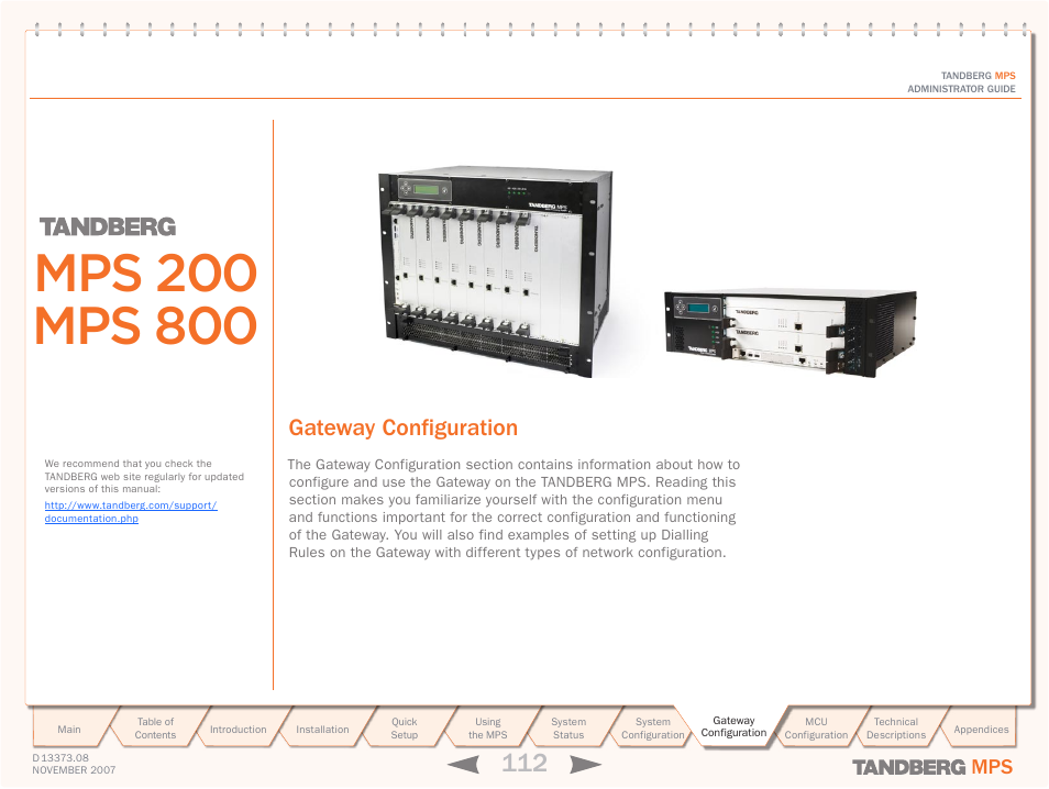 Gateway configuration | TANDBERG Media Processing System MPS 200 User Manual | Page 112 / 179