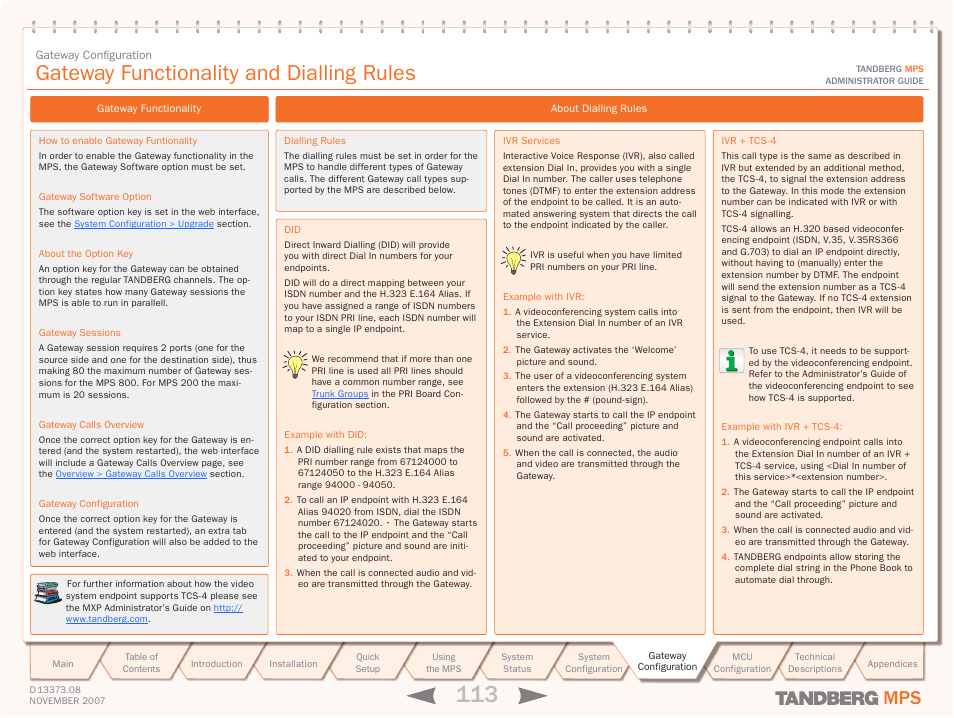 Gateway functionality and dialling rules | TANDBERG Media Processing System MPS 200 User Manual | Page 113 / 179