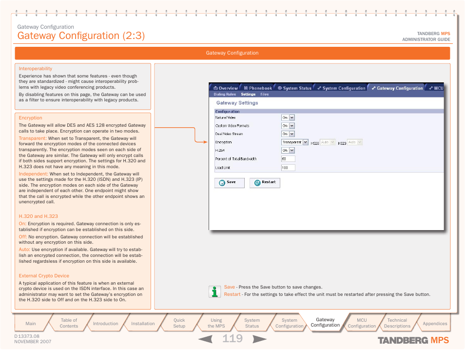 Gateway configuration (2:3) | TANDBERG Media Processing System MPS 200 User Manual | Page 119 / 179