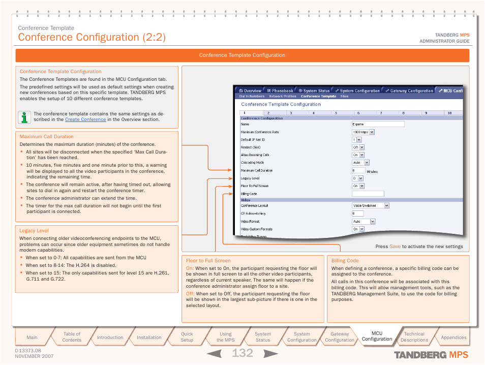 Conference configuration (2:2) | TANDBERG Media Processing System MPS 200 User Manual | Page 132 / 179