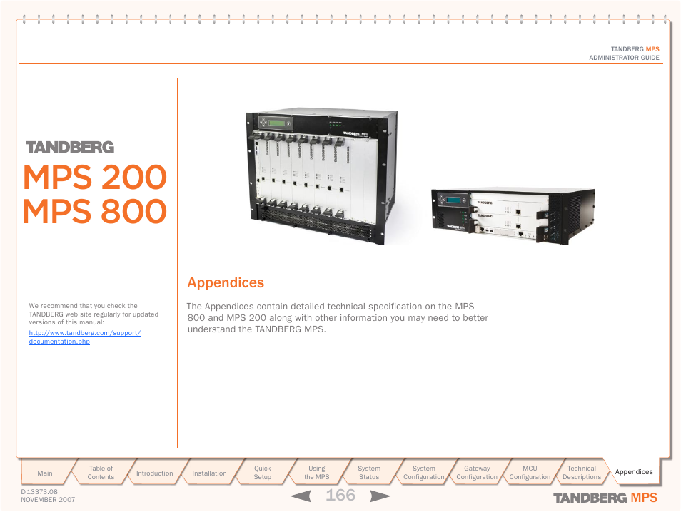 Appendices | TANDBERG Media Processing System MPS 200 User Manual | Page 166 / 179