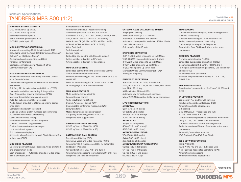 Tandberg mps 800 (1:2) | TANDBERG Media Processing System MPS 200 User Manual | Page 169 / 179