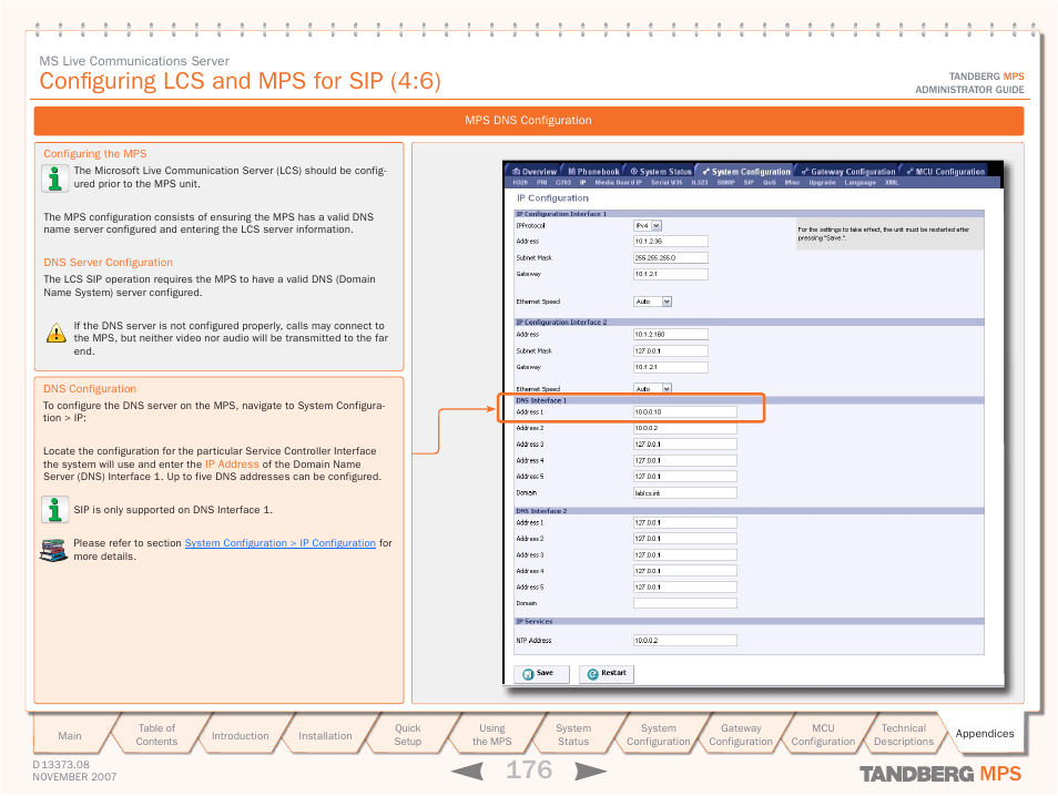 Configuring lcs and mps for sip (4:6) | TANDBERG Media Processing System MPS 200 User Manual | Page 176 / 179