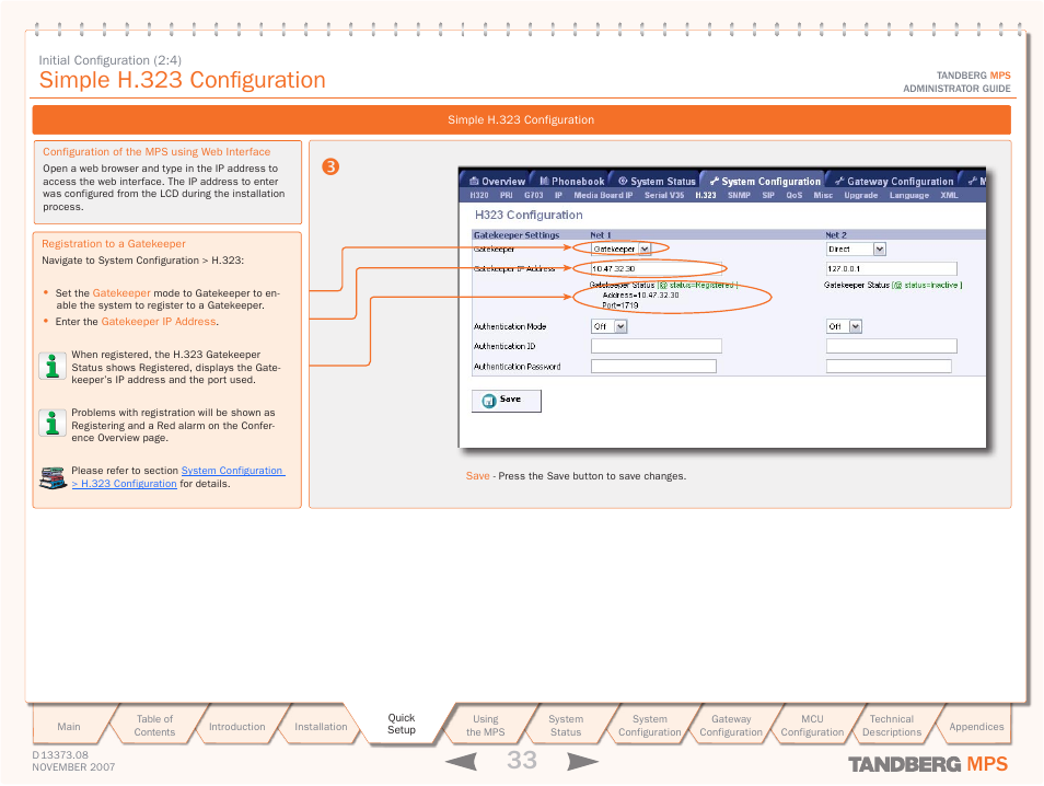Simple h.323 configuration | TANDBERG Media Processing System MPS 200 User Manual | Page 33 / 179