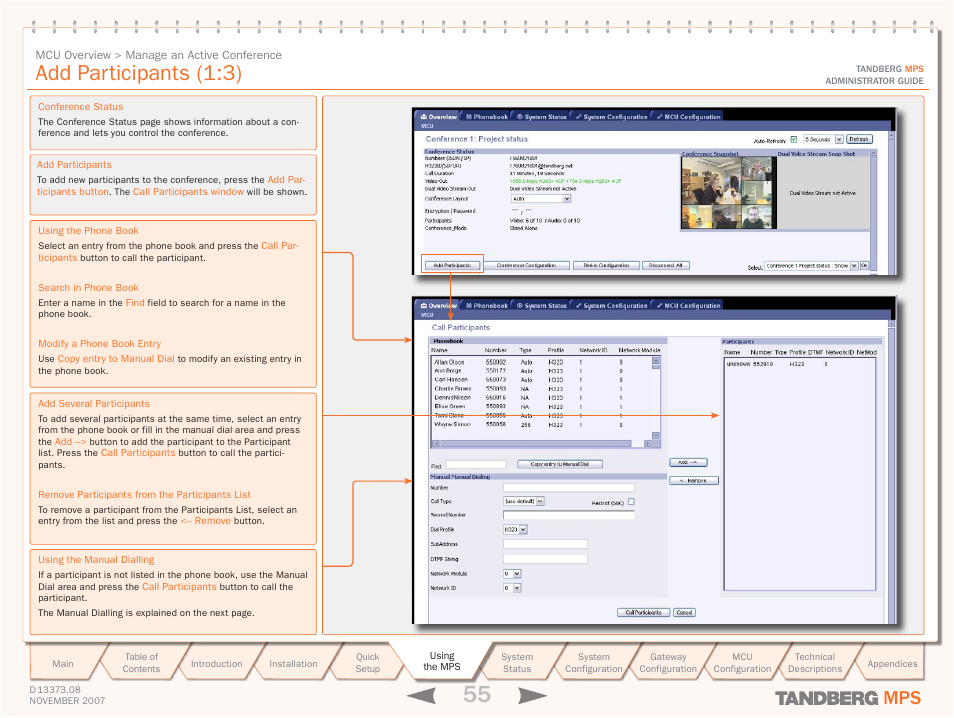 Add participants (1:3) | TANDBERG Media Processing System MPS 200 User Manual | Page 55 / 179