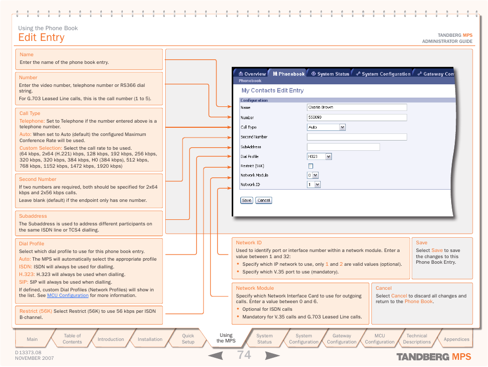 Edit entry | TANDBERG Media Processing System MPS 200 User Manual | Page 74 / 179
