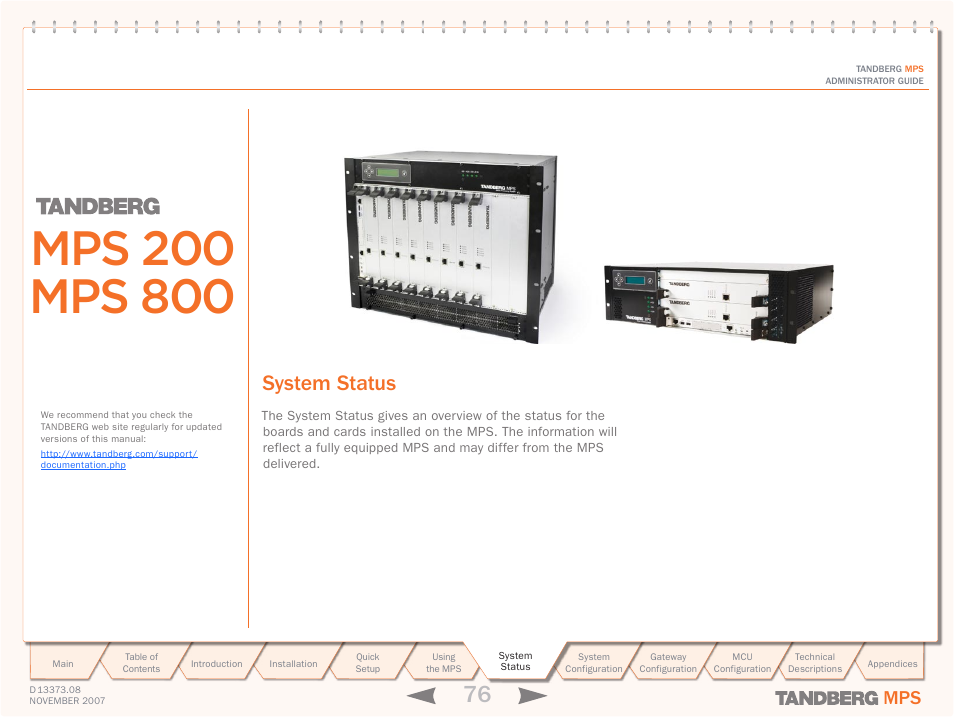 System status | TANDBERG Media Processing System MPS 200 User Manual | Page 76 / 179