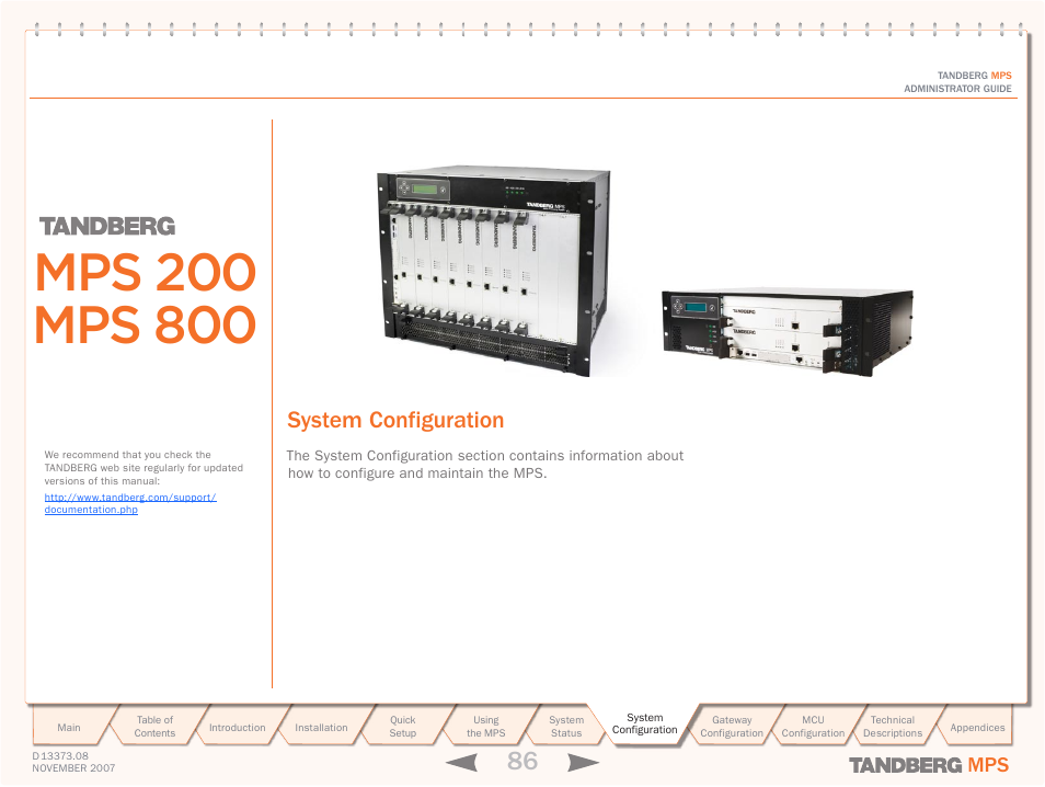 System configuration | TANDBERG Media Processing System MPS 200 User Manual | Page 86 / 179