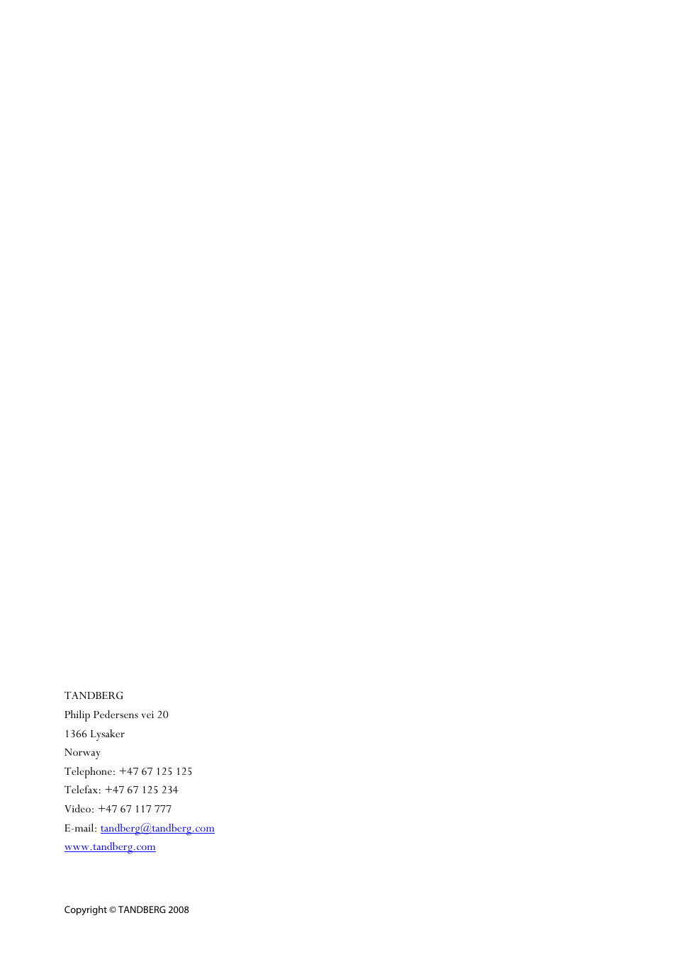 TANDBERG 3.0 User Manual | Page 2 / 66