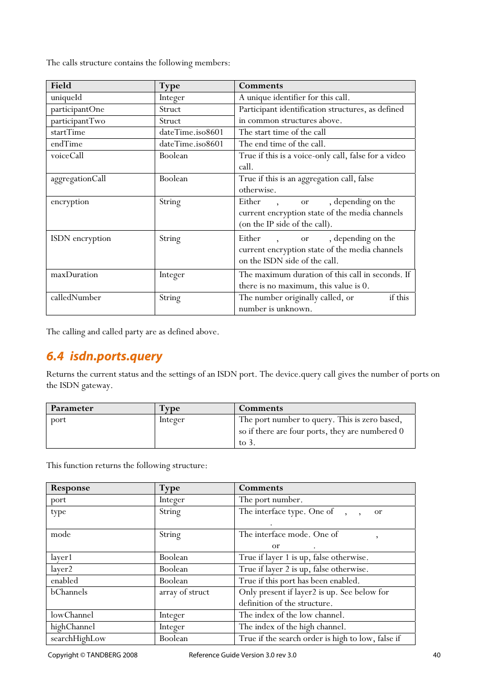 4 isdn.ports.query | TANDBERG 3.0 User Manual | Page 44 / 66