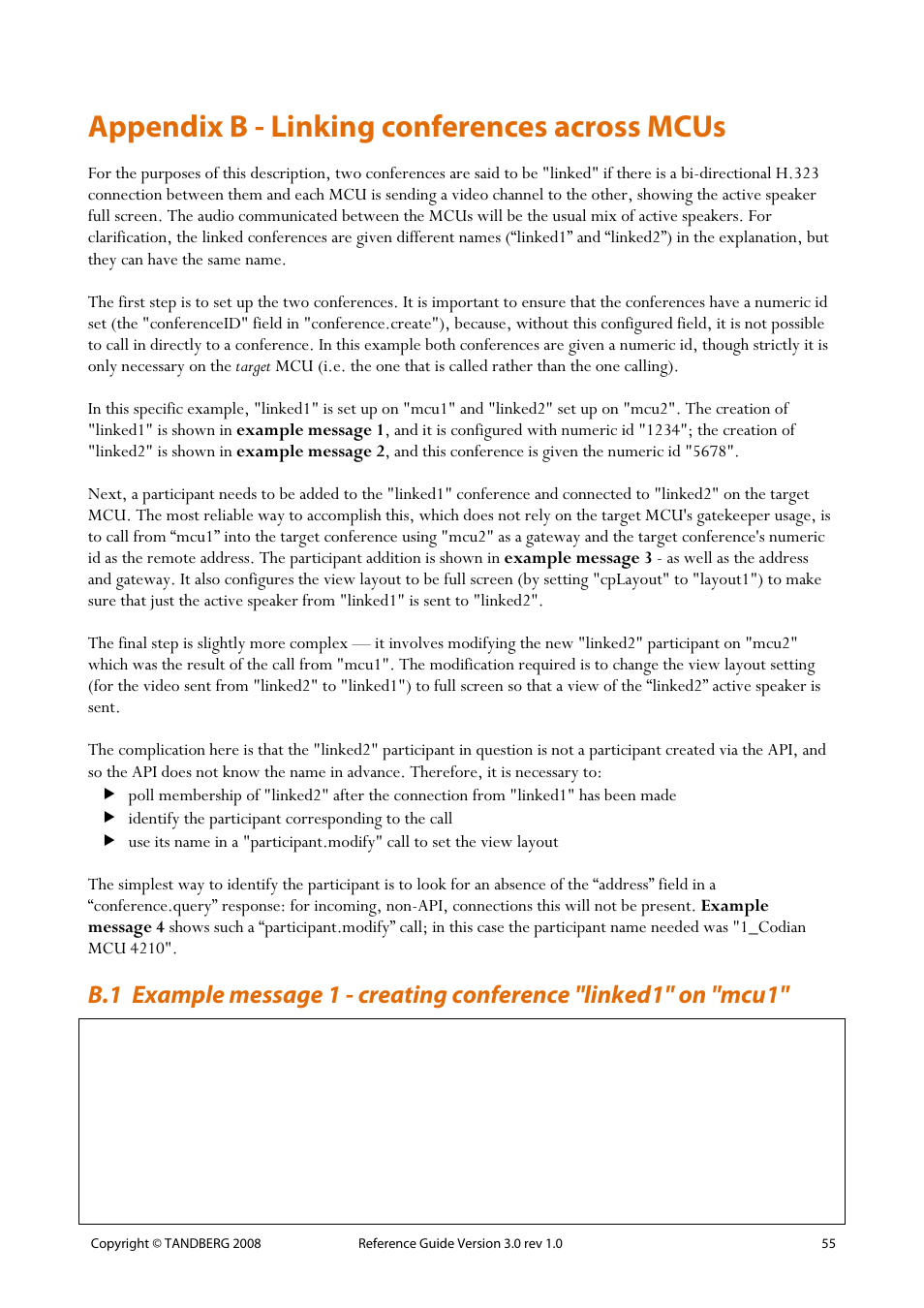 Appendix b - linking conferences across mcus | TANDBERG 3.0 User Manual | Page 59 / 66