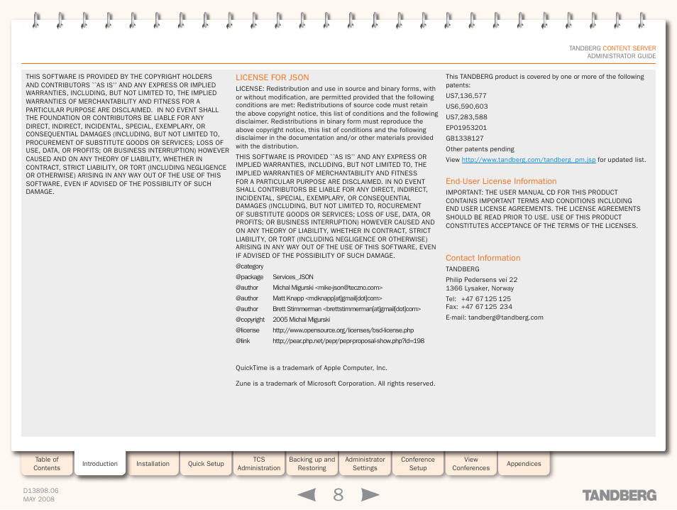 TANDBERG S3.1 User Manual | Page 8 / 131