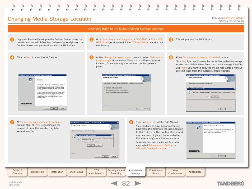 Changing media storage location | TANDBERG S3.1 User Manual | Page 82 / 131