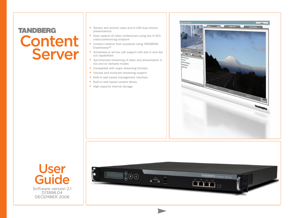 TANDBERG CONTENT SERVER D13898.04 User Manual | 143 pages