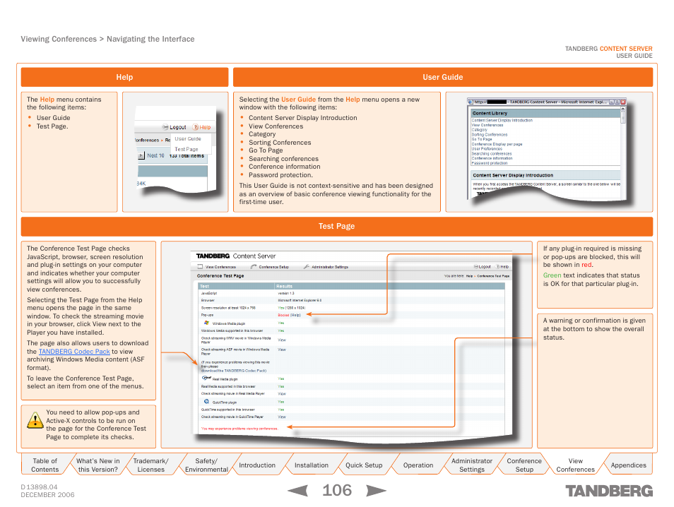 Help, User guide | TANDBERG CONTENT SERVER D13898.04 User Manual | Page 106 / 143