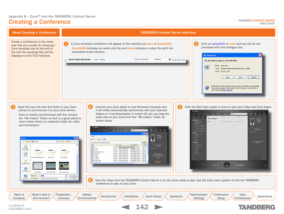 Creating a conference, About creating a conference, Tandberg content server interface | TANDBERG CONTENT SERVER D13898.04 User Manual | Page 142 / 143