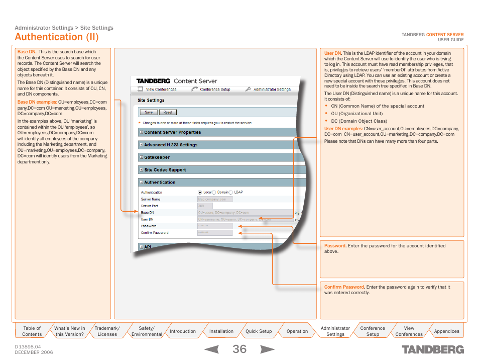 Authentication (ii) | TANDBERG CONTENT SERVER D13898.04 User Manual | Page 36 / 143