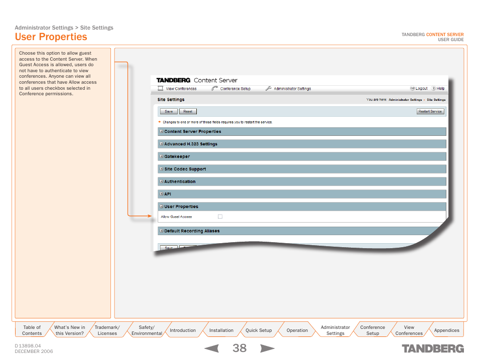 User properties | TANDBERG CONTENT SERVER D13898.04 User Manual | Page 38 / 143