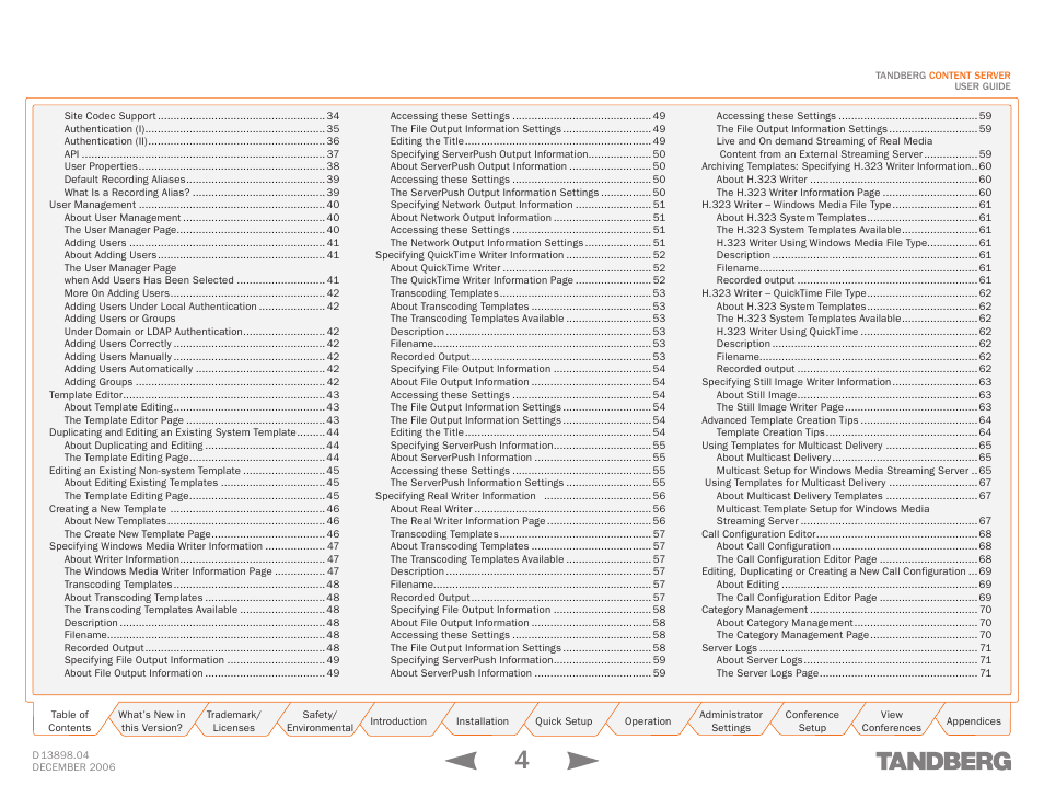 TANDBERG CONTENT SERVER D13898.04 User Manual | Page 4 / 143