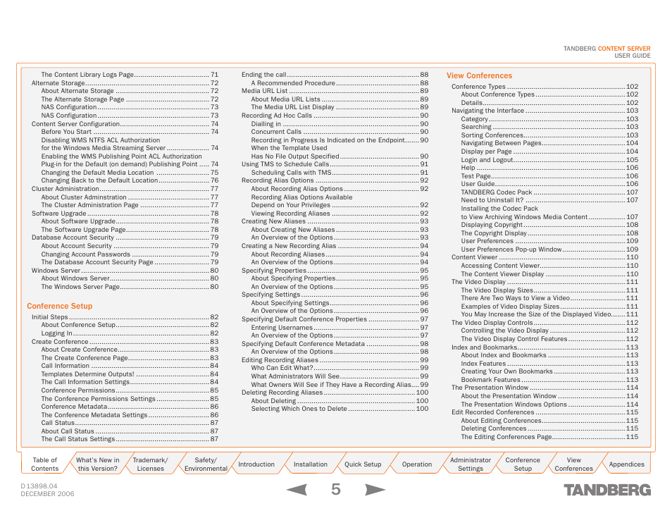 TANDBERG CONTENT SERVER D13898.04 User Manual | Page 5 / 143