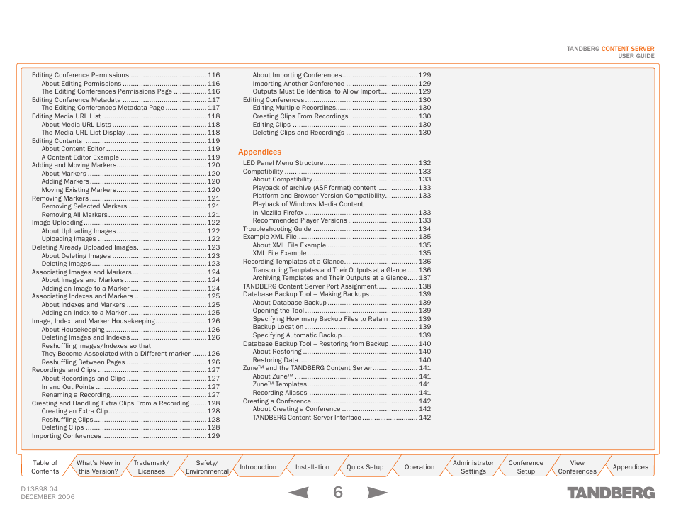 TANDBERG CONTENT SERVER D13898.04 User Manual | Page 6 / 143