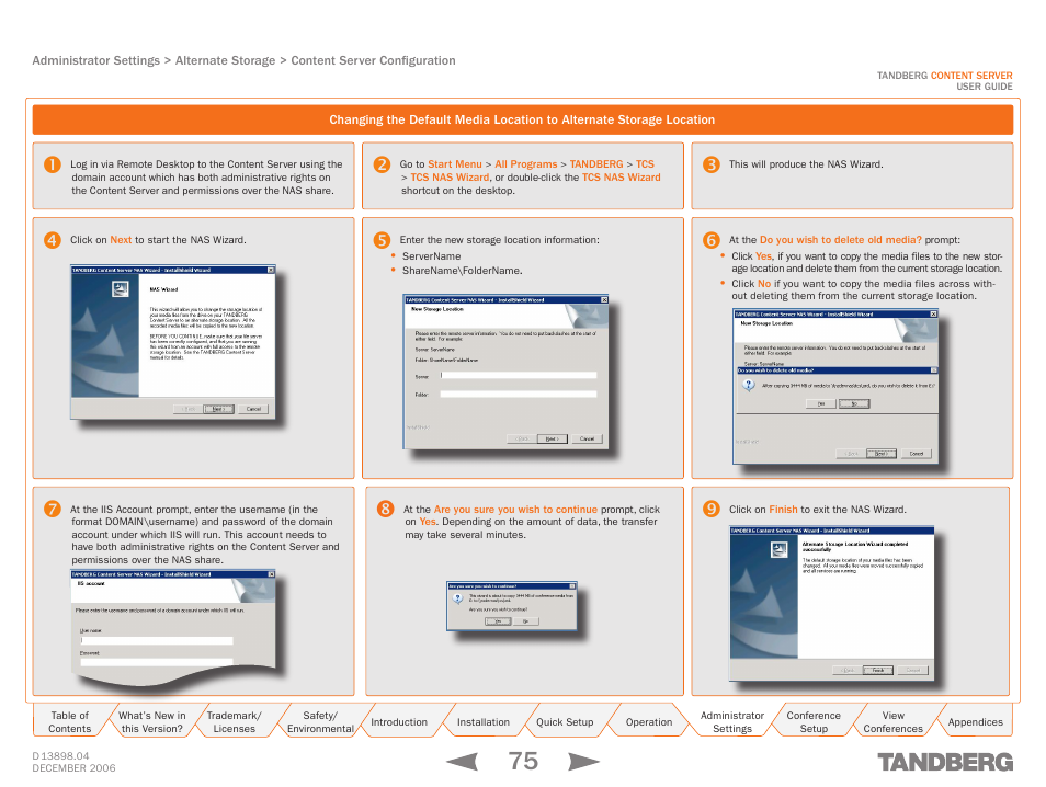 Changing the default media location | TANDBERG CONTENT SERVER D13898.04 User Manual | Page 75 / 143