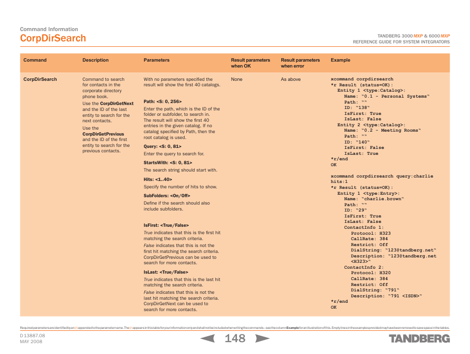 Corpdirsearch | TANDBERG 6000MXP User Manual | Page 148 / 242
