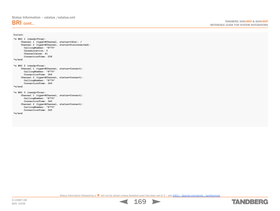Cont | TANDBERG 6000MXP User Manual | Page 169 / 242