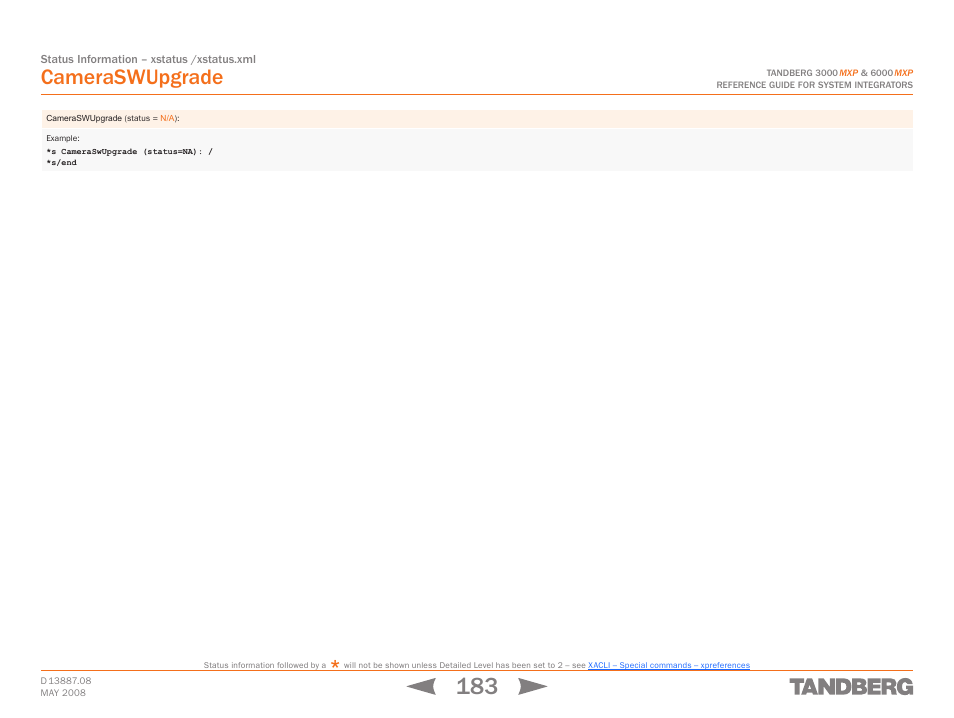Cameraswupgrade | TANDBERG 6000MXP User Manual | Page 183 / 242