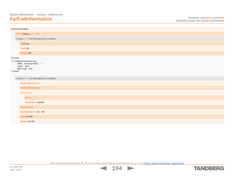 Farendinformation | TANDBERG 6000MXP User Manual | Page 194 / 242