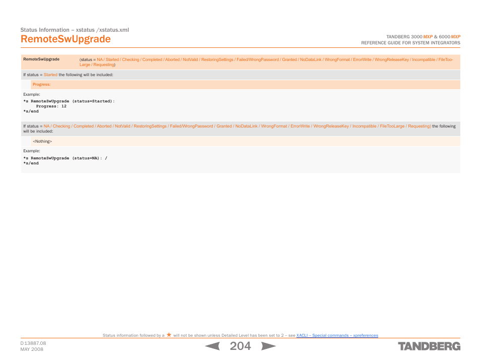Remoteswupgrade | TANDBERG 6000MXP User Manual | Page 204 / 242