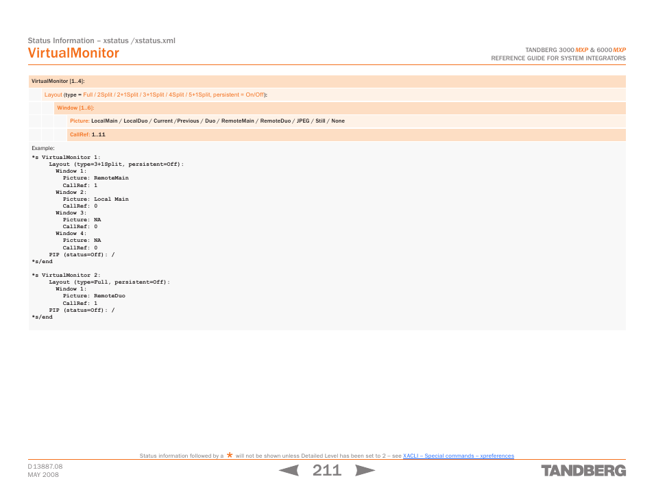 Virtualmonitor | TANDBERG 6000MXP User Manual | Page 211 / 242