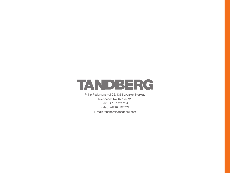 TANDBERG 6000MXP User Manual | Page 242 / 242