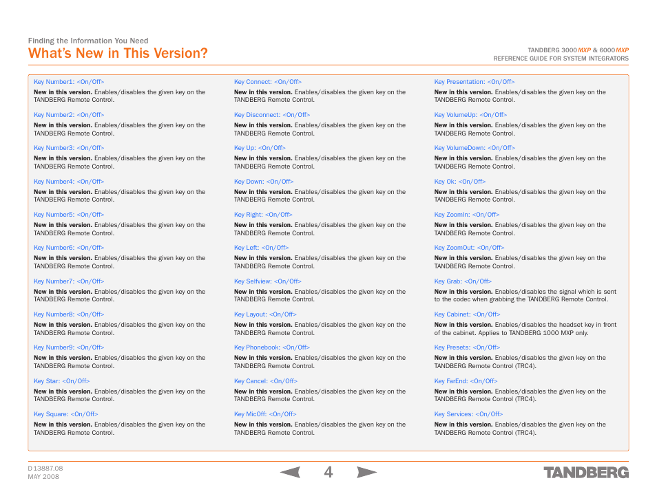 What’s new in this version | TANDBERG 6000MXP User Manual | Page 4 / 242