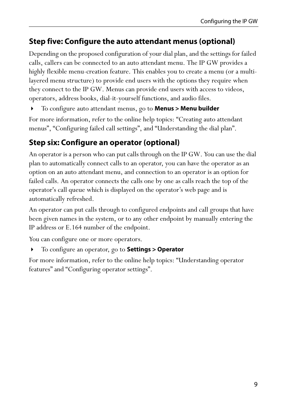Step six: configure an operator (optional) | TANDBERG IP GW 3500 User Manual | Page 13 / 18