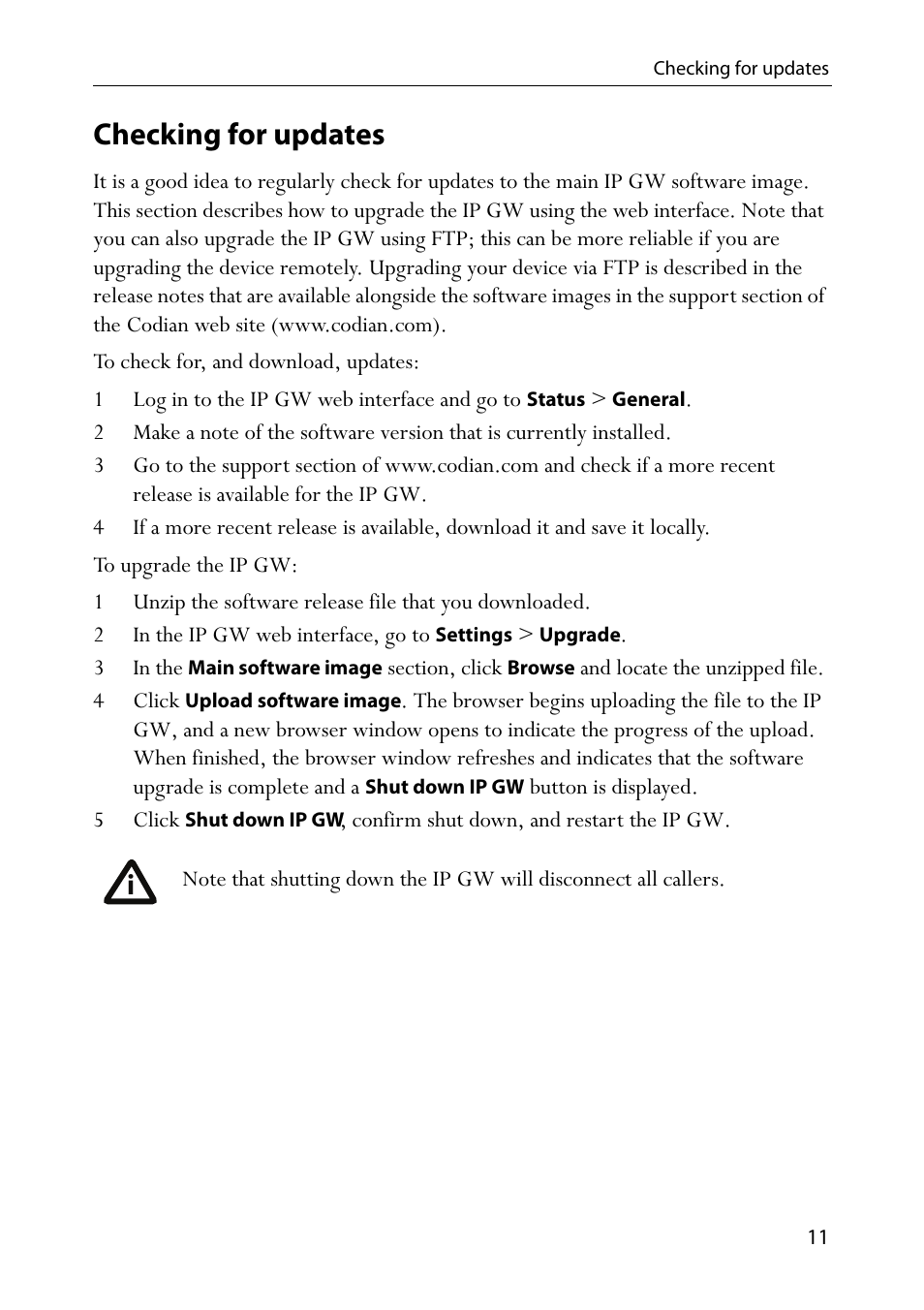 Checking for updates | TANDBERG IP GW 3500 User Manual | Page 15 / 18