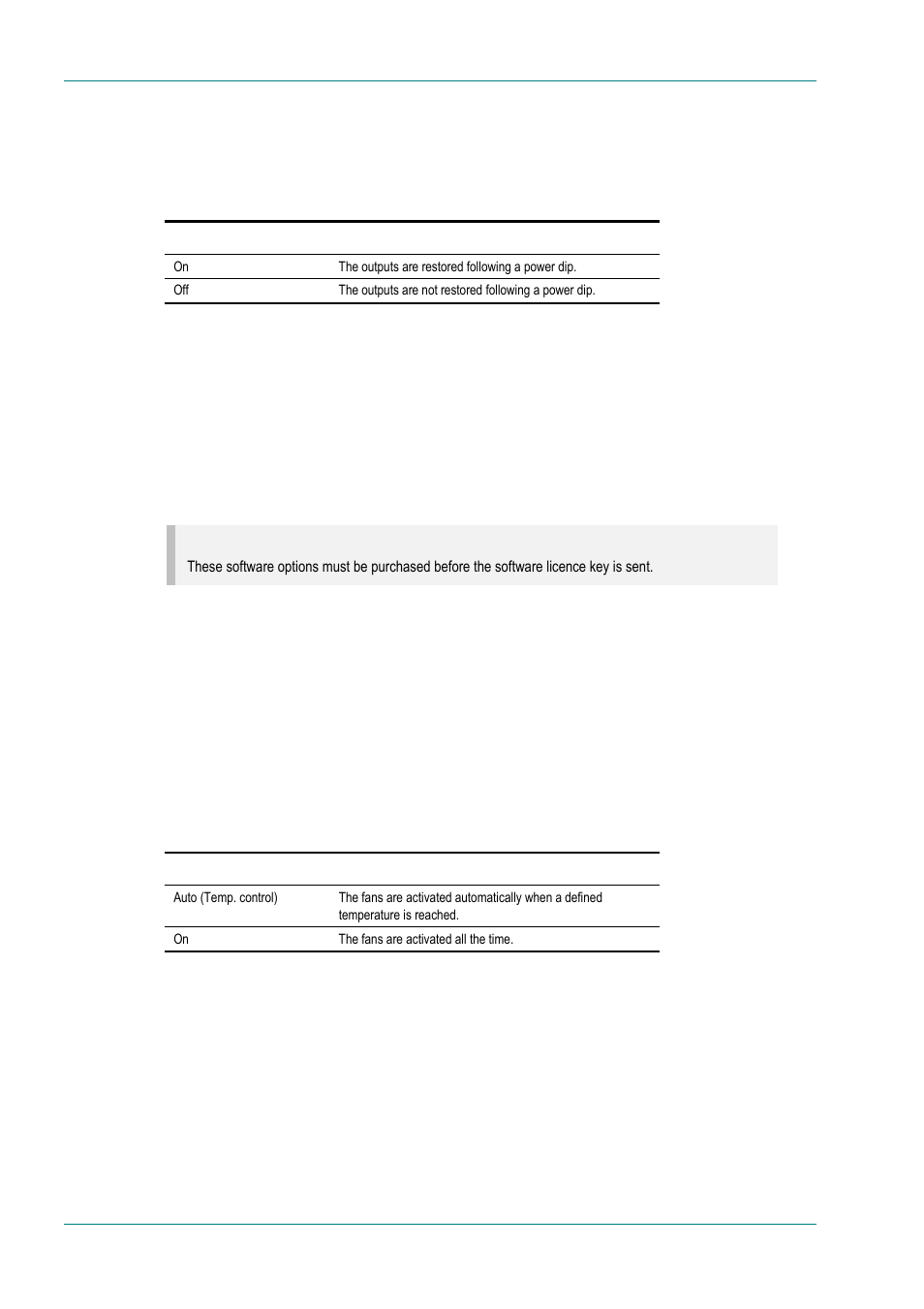 Power dip recovery option, Upgrade encoder option, Software release option | Fan control option | TANDBERG E5714 User Manual | Page 106 / 332