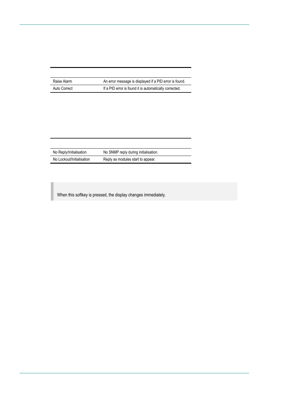 Action on pid error option, Snmp control option, Display contrast option | No. services option (3.1 and later), Reset on download option, Reset encoder option | TANDBERG E5714 User Manual | Page 108 / 332