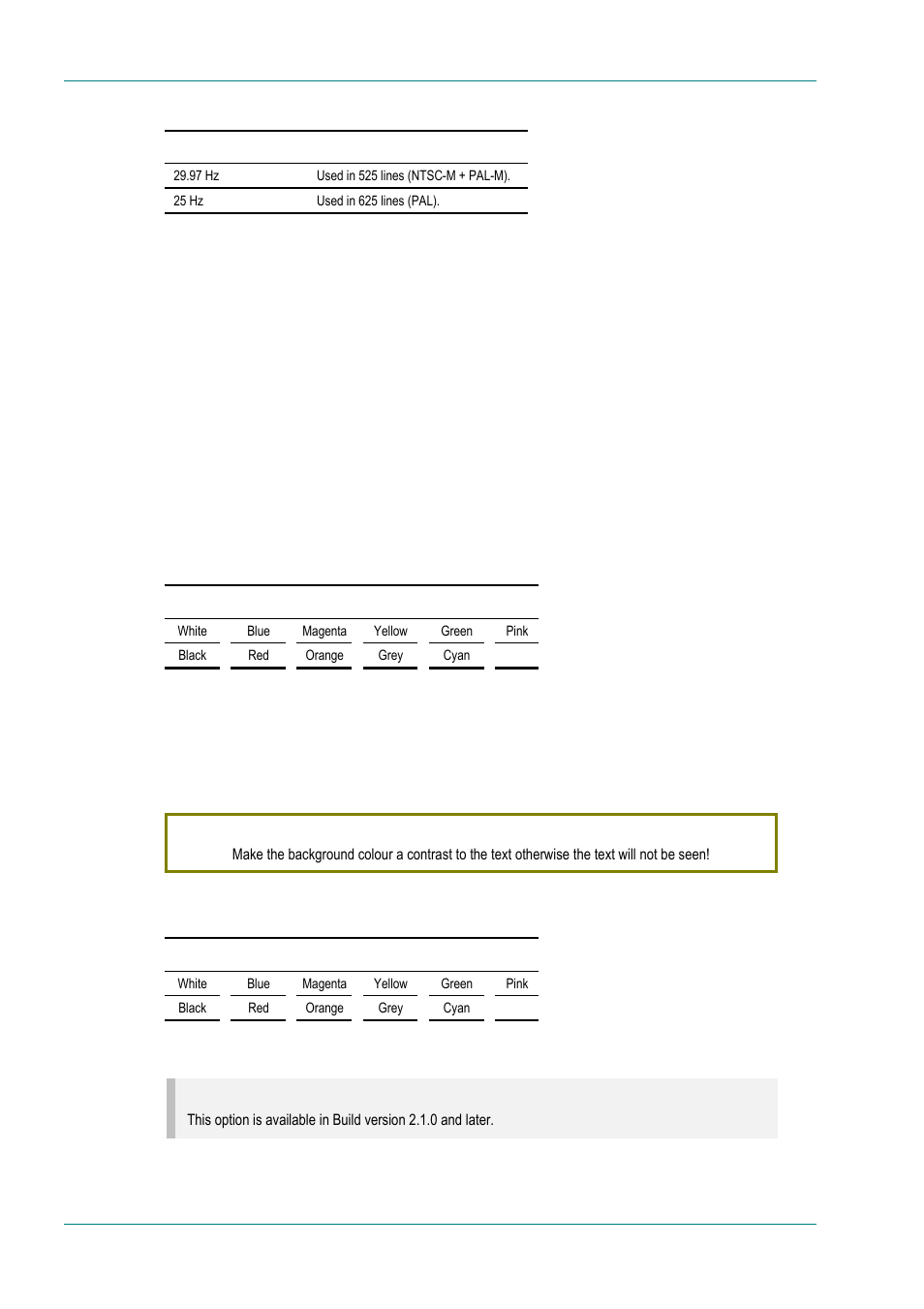 Video locked option, Ident text option, Text colour option | Background colour option, Video bandwidth option | TANDBERG E5714 User Manual | Page 112 / 332