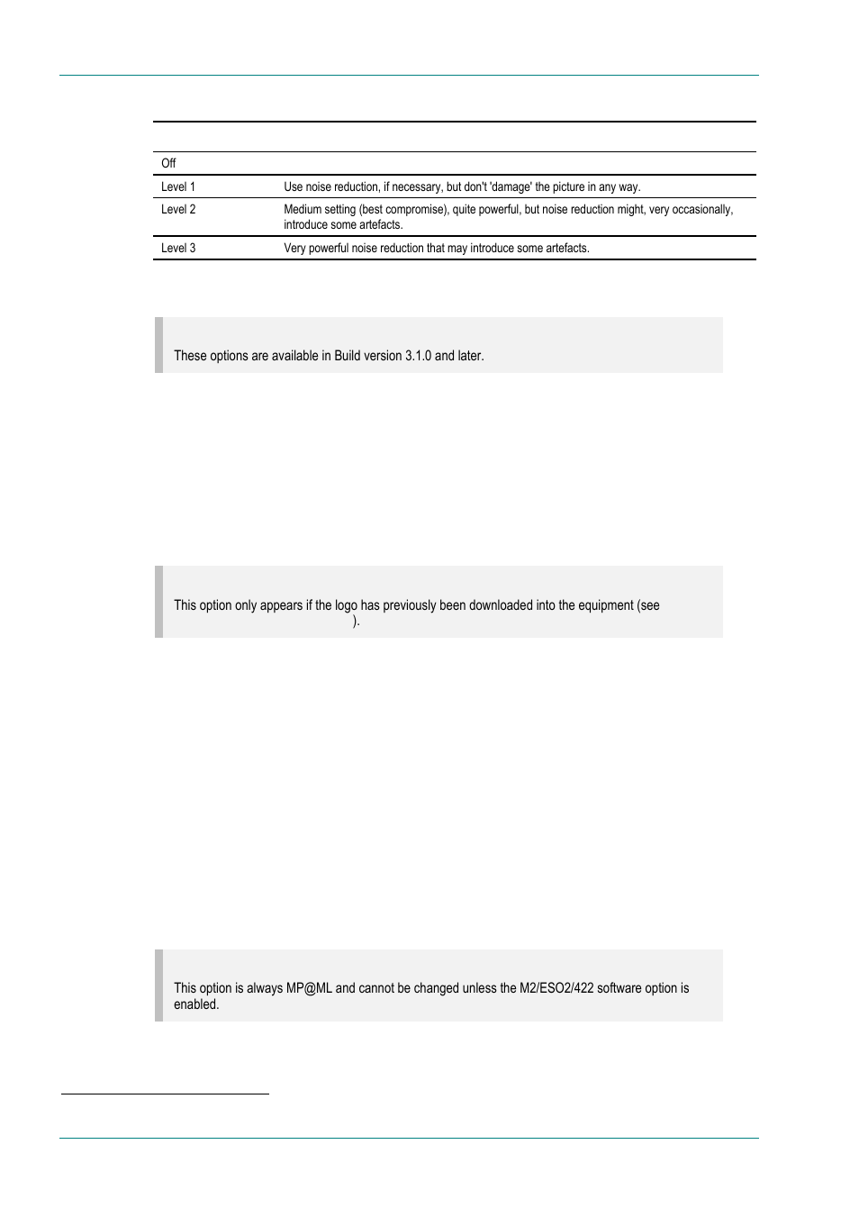 Default 625 config and default 525 config, Logo option (when logo downloaded into unit), Time code option | Video encoder menu, Overview, Profile/level option, 3 video encoder menu | TANDBERG E5714 User Manual | Page 114 / 332