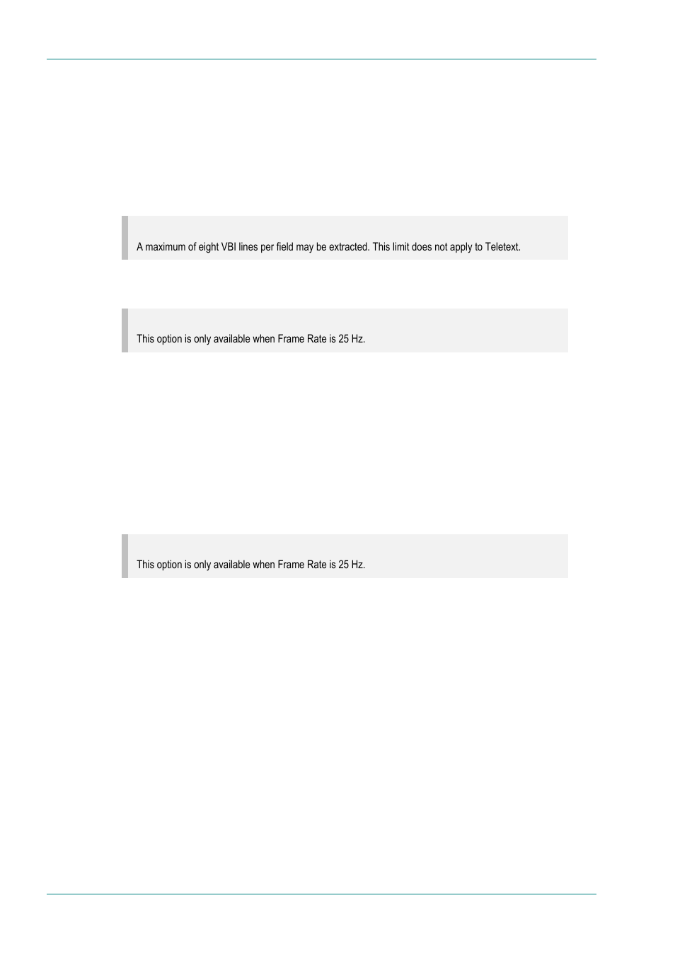 Vertical blanking interval (vbi) menu, Overview, Teletext (all lines) option | Teletext data out option, Teletext pid option, Vbi on pid option, Vbi pid option, 4 vertical blanking interval (vbi) menu | TANDBERG E5714 User Manual | Page 124 / 332