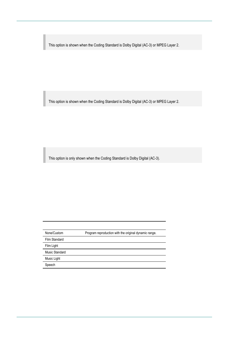 Copyright option, Original option, Dynamic range option | TANDBERG E5714 User Manual | Page 140 / 332